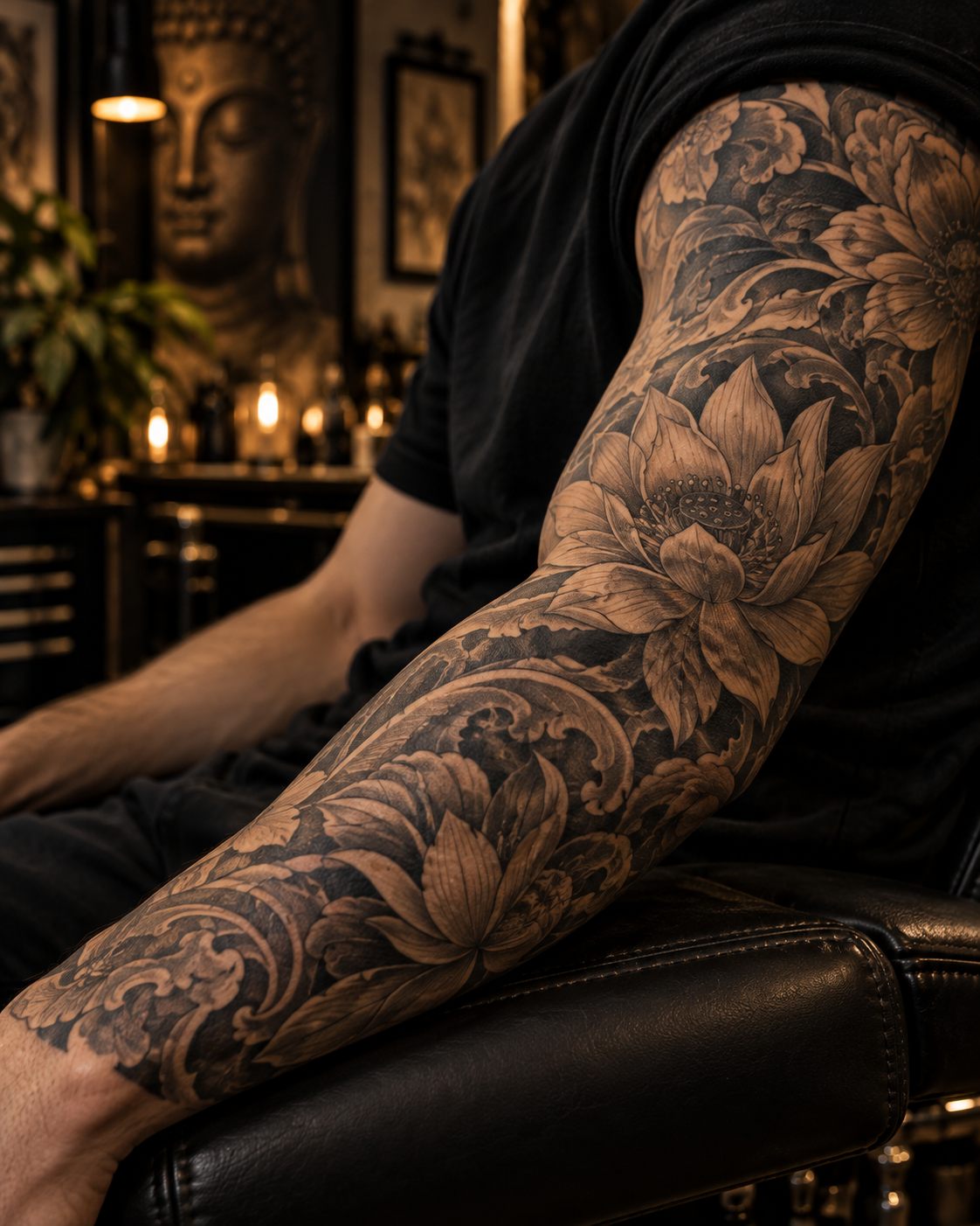 Lotus sleeve op een arm